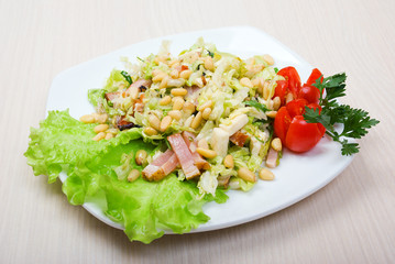 salad with bacon,cheese,nut