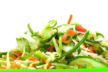 fresh lettuce salad over white background