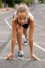 Preteen girl running