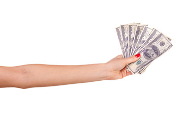 Woman's hand and dollars