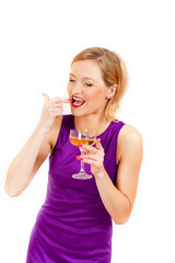 Young sexy woman with champagne glass celebrating