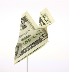 Five dollar bill paper airplane