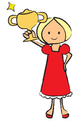 トロフィーと女の子