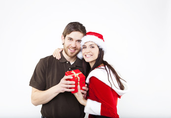 x mas couple with gifts