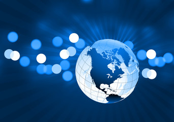 Globe on blue glowing background