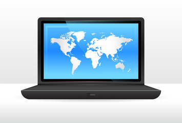 Laptop Computer with world map