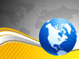 Blue Globe on world map background