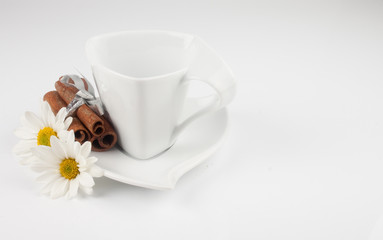 white cute cup with decoration