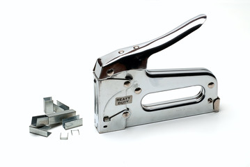 Heavy Duty Staple Gun with Staples isolated on white