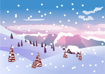 Fototapeta na wymiar Winter vector beautiful landscape