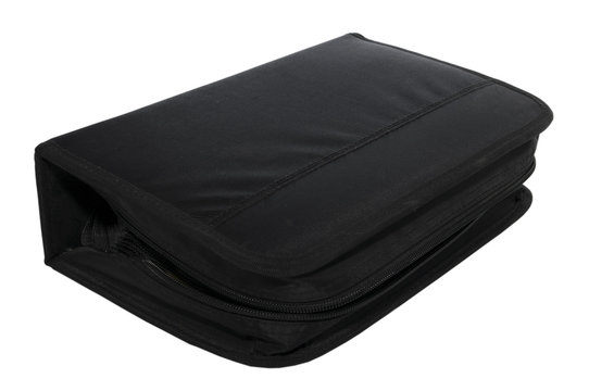 Black CD/DVD case on white with clipping path