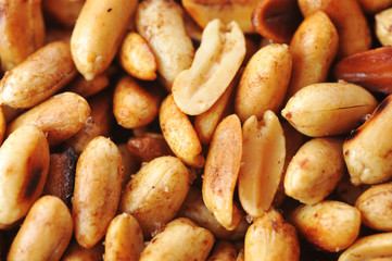 tasty roasted peanuts very close up