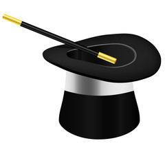 Magic hat and wand - vector file