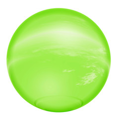 3d green glass sphere isolated on white background