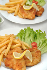 Pommes mit Putenschnitzel