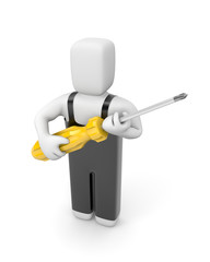 Worker with screwdriver