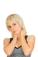 Fototapeta premium Casual woman portrait isolated on white background