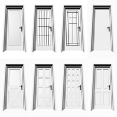 high resolution 3D closed doors set or collection