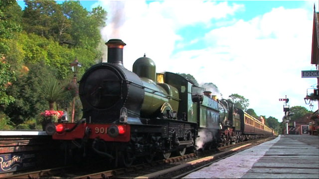 steam train ( double header ) at the station