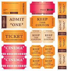 set of vintage tickets with place for text