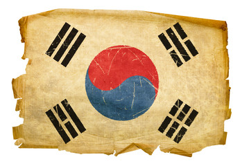Naklejka premium South Korea Flag old, isolated on white background.