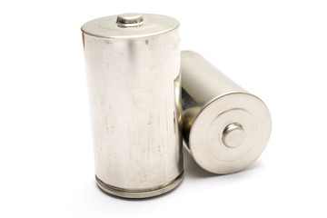 two alcaline batteries isolated in white background