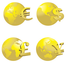 Globe and money symbol