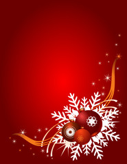 Christmas balls on a red festive background