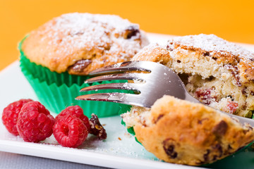 muffins and raspberries