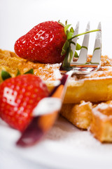 waffles and strawberries