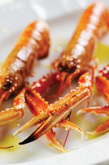 Scampi crabs prepared for meal