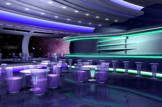 3D spaceship like bar or restaurant