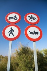 four traffic signs