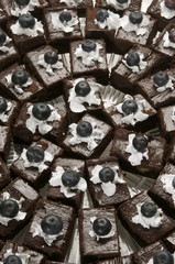 Chocolate Brownies with Blueberry and Whipped Cream