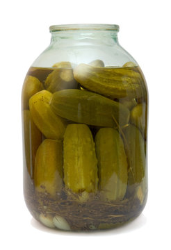 Dill pickles in a jar