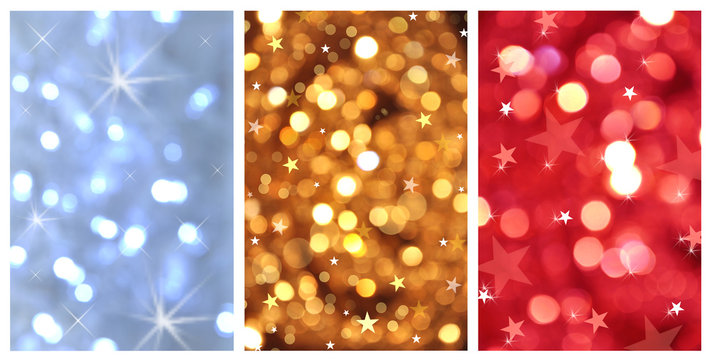 Triptyque de fond &agrave; paillettes et &eacute;toiles
