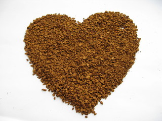 Natural coffee on the white.