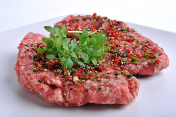 fresh peppered lamb grill steak on a white plate
