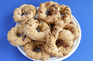 Dish with some savory Italian Taralli (Neapolitan cuisine)