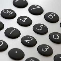 close-up of a silver calculator
