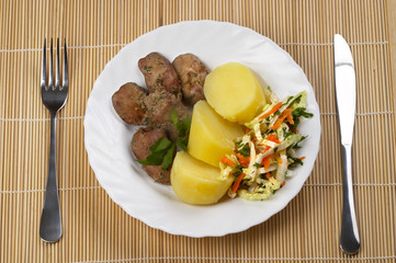 Liver, potato and salad