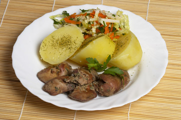 Liver, potato and salad