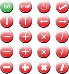 web icon set button in red
