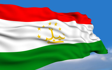 Tajik flag waving on wind.