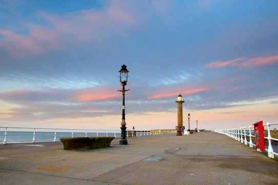 Whitby Pier At Sunset