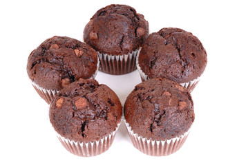 Five chocolate cakes