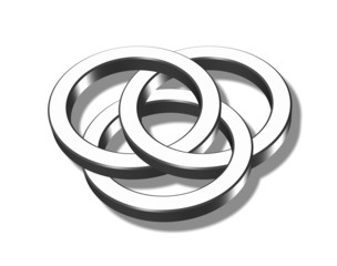 Three interlaced metal rings