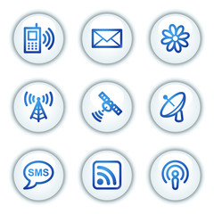 Communication web icons, white circle buttons series