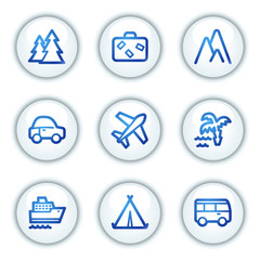 Travel web icons set 1, white circle buttons series