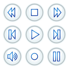 Walkman web icons, white circle buttons series